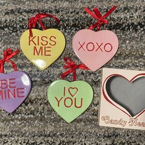 Heart-Shaped Ceramic Ornaments Set - Multicolor